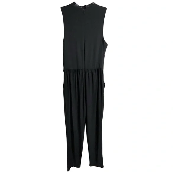 Tommy Hilfiger Black Sleeveless Ruffle V-Neck Jumpsuit Women’s Size 2 Stretchy - Picture 6 of 9
